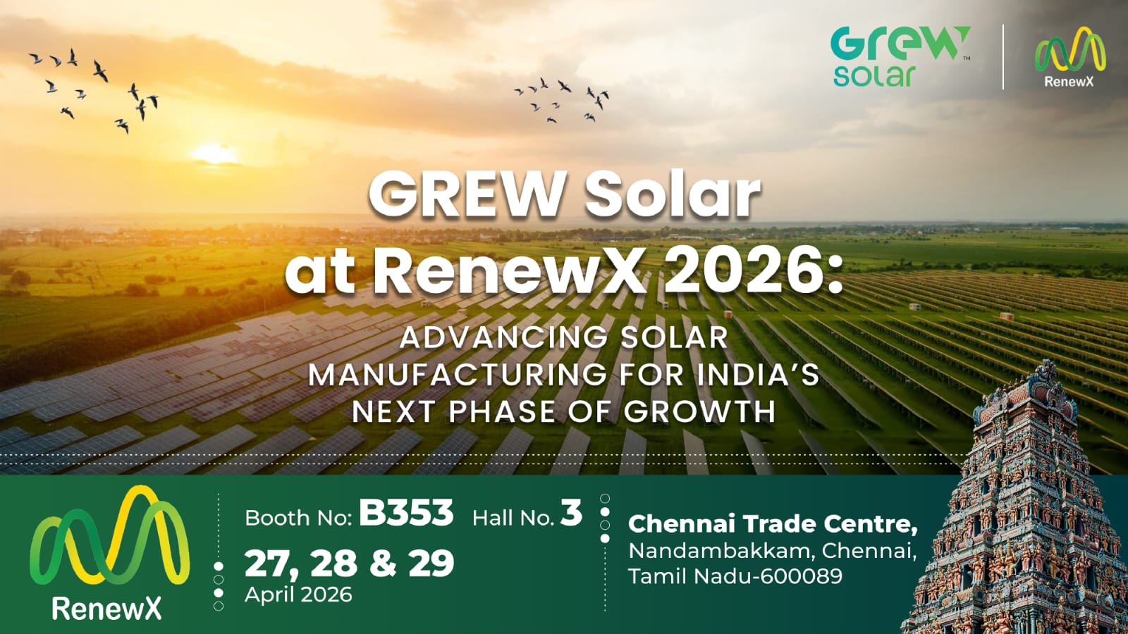GREW Solar at RenewX 2026: Advancing Solar Manufacturing for India’s Next Phase of Growth